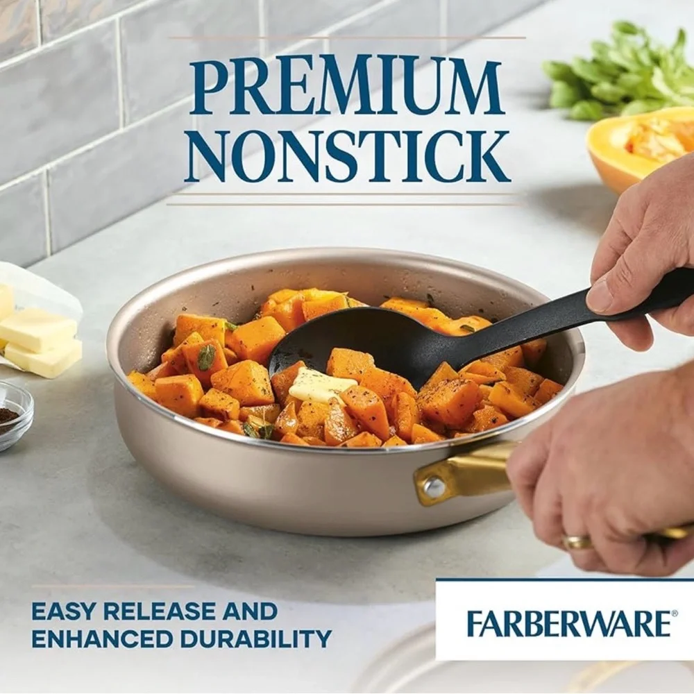 Farberware Radiant Nonstick Saute Pan with Lid 2.75 Quart Champagne See Pics NWT